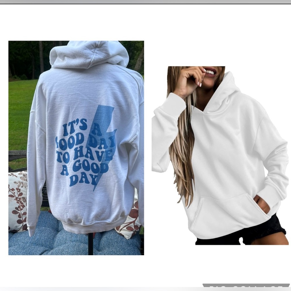 Women's White Hoodie with Saying on the Back …..781